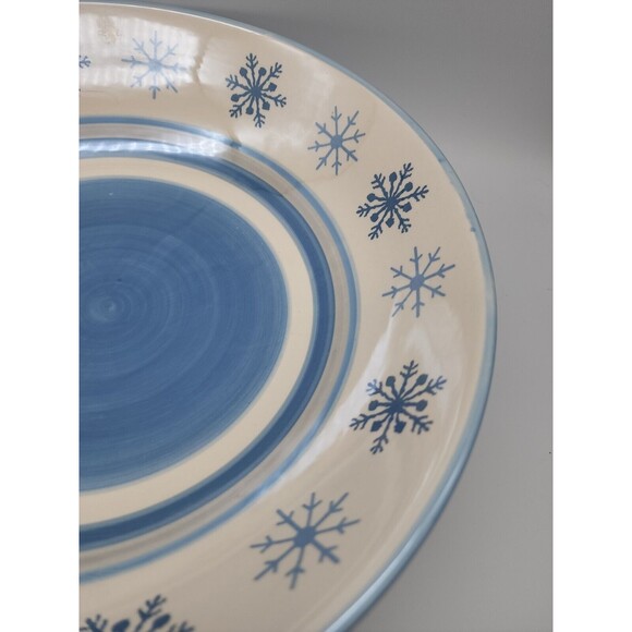 St. Nicholas Square WINTER FROST 12.5" Round 2.5 qt Serving Bowl Blue Snowflakes - Picture 5 of 12